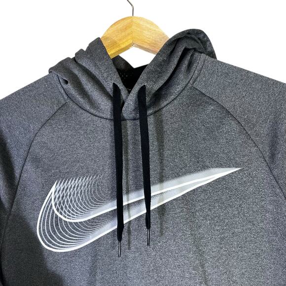 Nike Dri-Fit Hoodie Mens M Gray Swoosh Pullover Athletic Logo Sportswear Gym - Picture 2 of 5